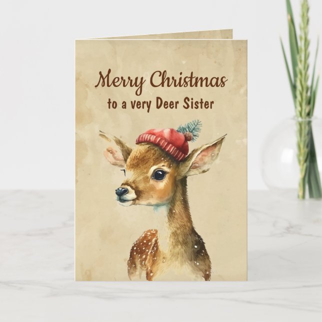 Merry Christmas Very Deer Sister Card (Front)