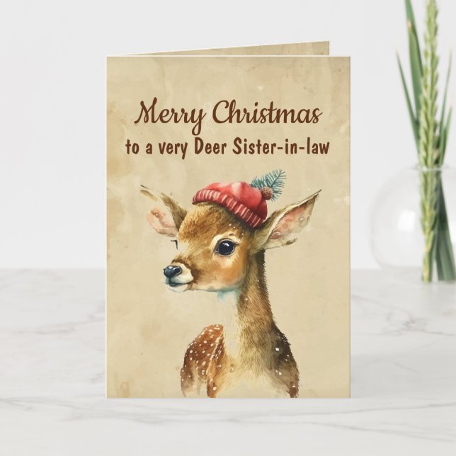 Merry Christmas Very Deer Sister-in-law Card (Front)