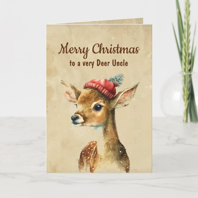 Merry Christmas Very Deer Uncle Card (Front)