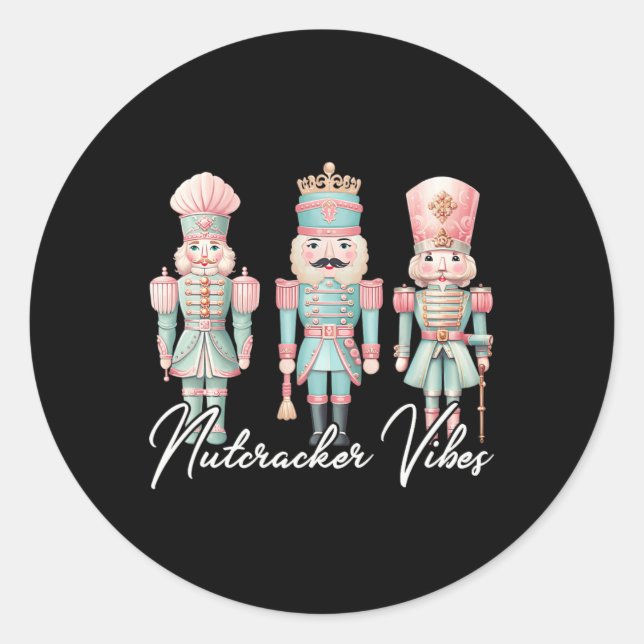 Merry Christmas Vibes Nutcracker Ballet Peace Xmas Classic Round Sticker (Front)