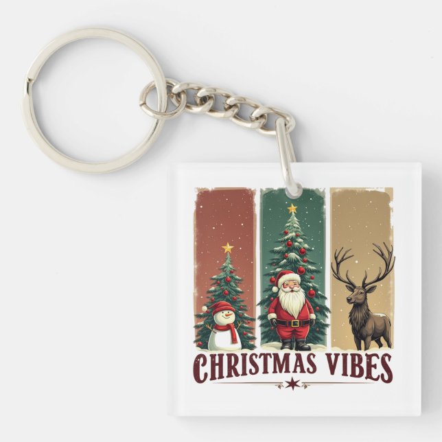 Merry Christmas Vibes Only Xmas Key Ring (Front)