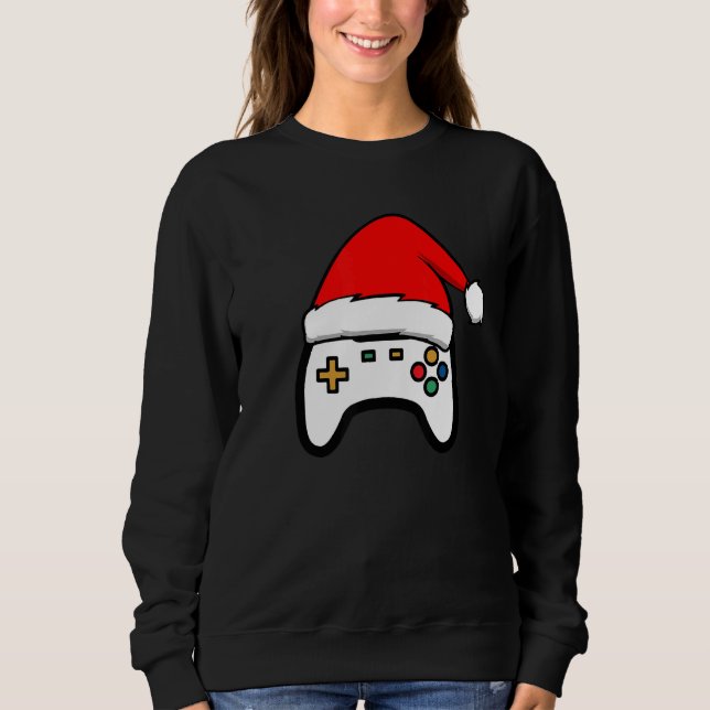 Merry Christmas Video Game Santa Hat  For Gamer Bo Sweatshirt (Front)
