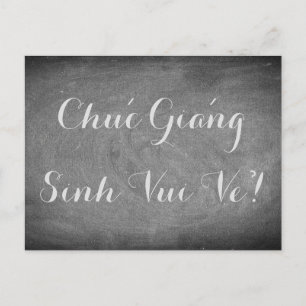 Merry Christmas Vietnamese Chalkboard Typography Holiday Postcard