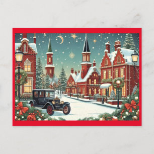 Merry Christmas Village Holiday Postcard