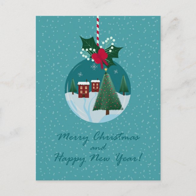 Merry Christmas Village Ornament Card (Front)