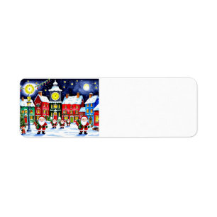 Merry Christmas village with Santa Claus Return Address Label