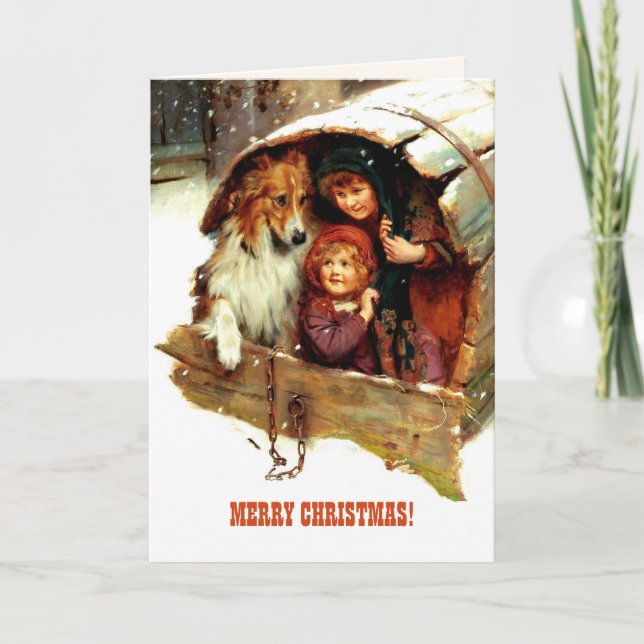 Merry Christmas.Vintage Art  Holiday Card (Front)