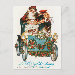 Merry christmas vintage art holiday postcard