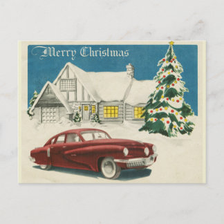 Merry Christmas Vintage Automobile Postcard