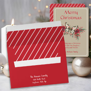 Merry Christmas Vintage Butterfly Poinsettia Envelope