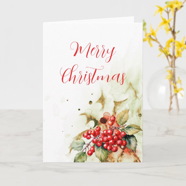 Merry Christmas Vintage Card (Yellow Flower)