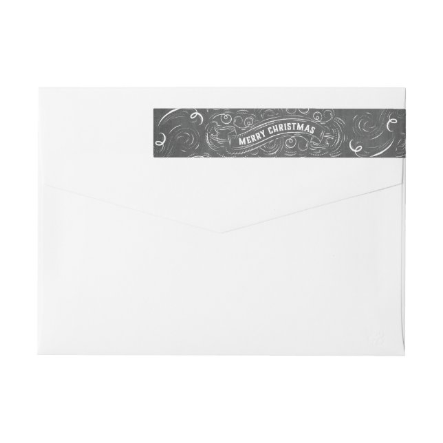Merry Christmas Vintage Chalkboard Address Label (Back)