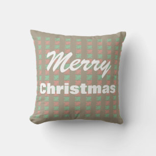 Merry Christmas Vintage Chequered Cushion