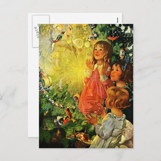 Merry Christmas. Vintage Christmas Scene  Holiday Postcard (Front/Back)