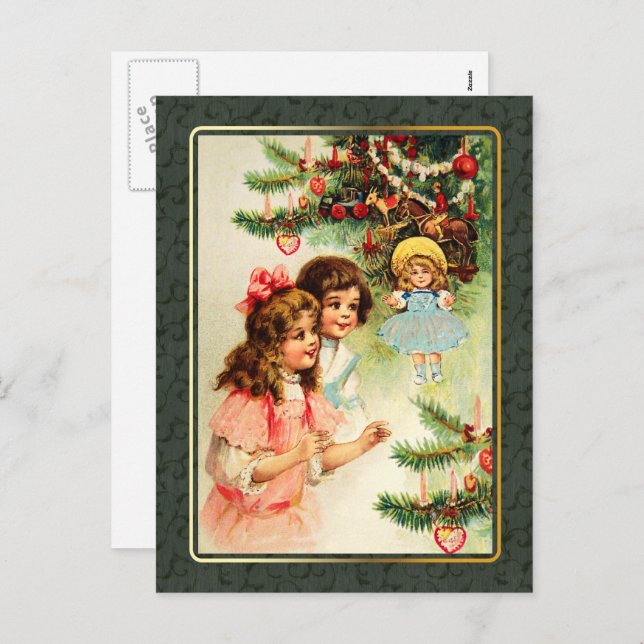 Merry Christmas. Vintage Christmas Scene  Holiday Postcard (Front/Back)