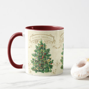 Merry Christmas Vintage Christmas Tree Custom Name Mug