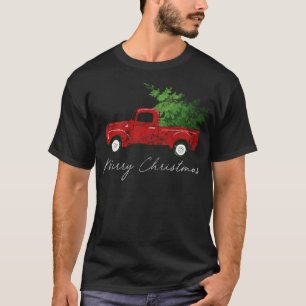 Merry Christmas Vintage Classic Red Truck funny yo T-Shirt