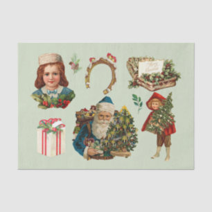 Merry Christmas Vintage Collage with Santa Tissue Paper