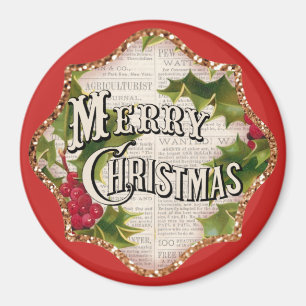 Merry Christmas Vintage Country Gift Magnet