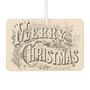 Merry Christmas, Vintage Currier & Ives Print Car Air Freshener