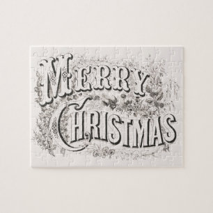 Merry Christmas, Vintage Currier & Ives (reprod) Jigsaw Puzzle