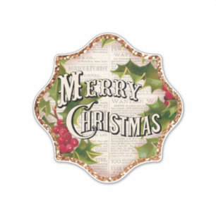 Merry Christmas Vintage Custom-Cut Vinyl Sticker
