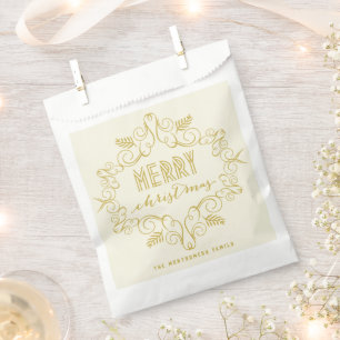 Merry Christmas Vintage Deco Foliage Holiday Favour Bag