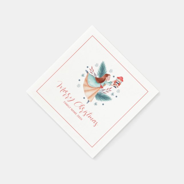 Merry Christmas vintage design Napkin (Corner)