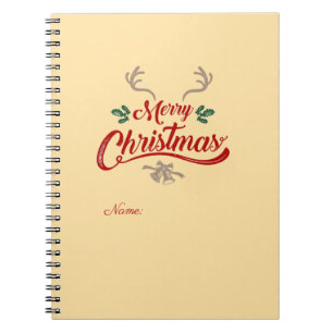 Merry Christmas Vintage Design Red & Green Notebook