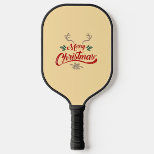 Merry Christmas Vintage Design Red & Green Pickleball Paddle