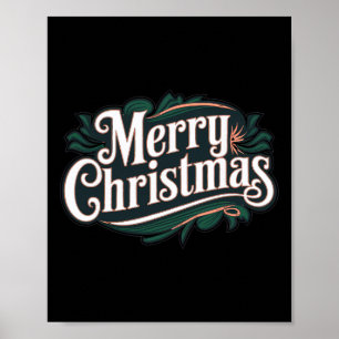 Merry Christmas Vintage Festive Holiday Pink Xmas Poster