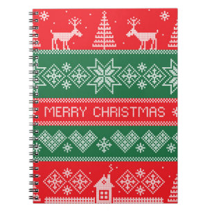 Merry Christmas: vintage festive pattern. Notebook
