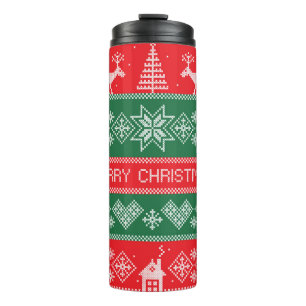 Merry Christmas: vintage festive pattern. Thermal Tumbler