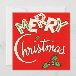 Merry Christmas Vintage Flat Christmas Card