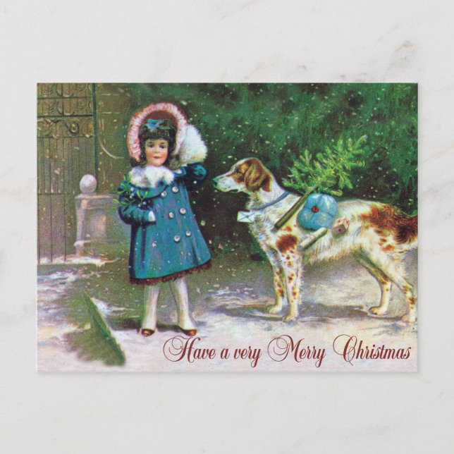 Merry Christmas Vintage Holiday Postcard (Front)