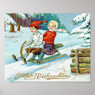 Merry christmas vintage holiday  poster