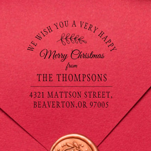 Merry Christmas Vintage Holiday Return Address Self-inking Stamp
