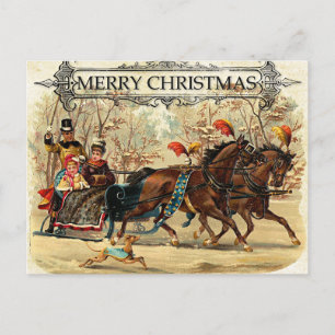Merry Christmas, vintage illustration, Postcard