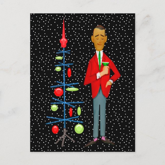 MERRY CHRISTMAS | Vintage MCM Christmas Tree Postcard (Front)