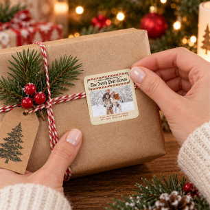 Merry Christmas Vintage Newspaper Photo Gift Square Sticker