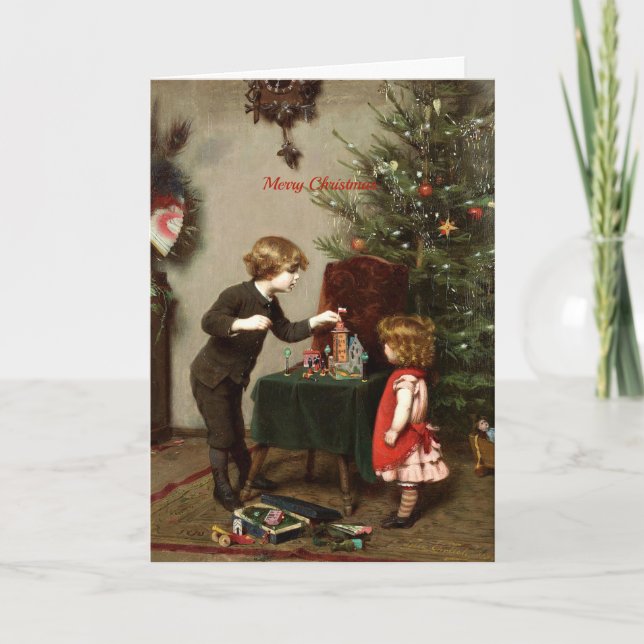 Merry Christmas, Vintage Painting by Felix Ehrlich Card (Front)