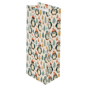Merry Christmas    Vintage Penguins Christmas Wine Gift Bag