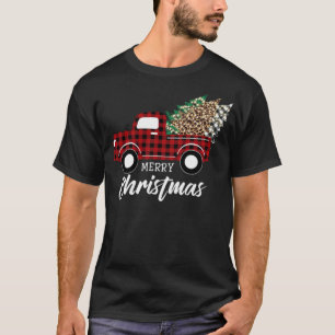 Merry Christmas Vintage Plaid Leopard Truck cool y T-Shirt