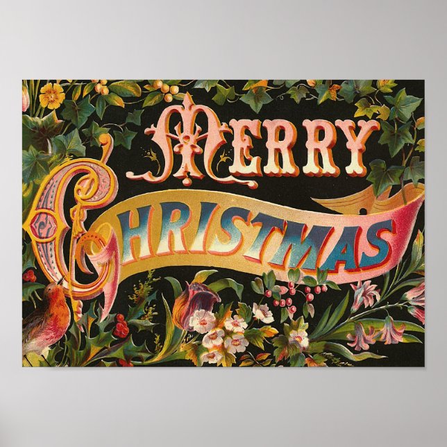 "Merry Christmas" Vintage Poster (Front)