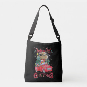 Merry Christmas Vintage Red Santa Truck Crossbody Bag