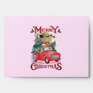 Merry Christmas Vintage Red Santa Truck Envelope
