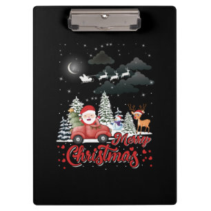 Merry Christmas Vintage Red Santa Truck Gifts Clipboard