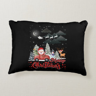 Merry Christmas Vintage Red Santa Truck Gifts Decorative Cushion