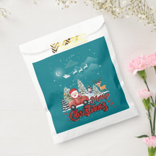 Merry Christmas Vintage Red Santa Truck Gifts Favour Bag