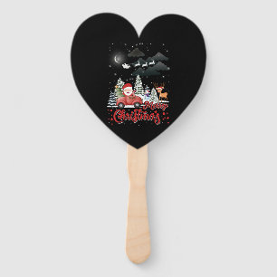 Merry Christmas Vintage Red Santa Truck Gifts Hand Fan